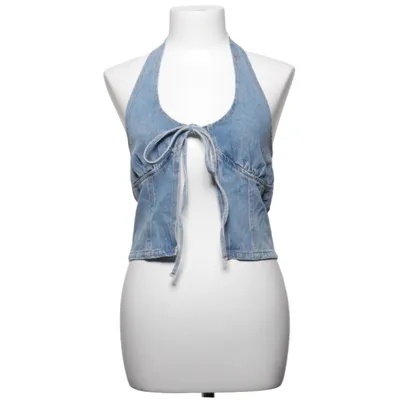 Halter neck top (Blue) from Shein Cotton, Polyester, Viscose