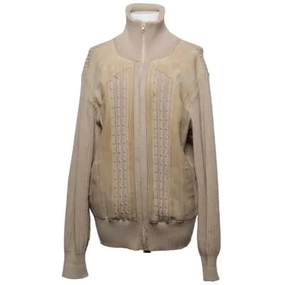Cardigan (Beige) de Nicola Alberti Acrylique, Cuir, Laine