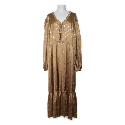 Maxi dress (Brown, Gold) from Never Fully Dressed Elastane, Polyester