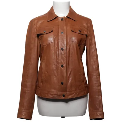 Leather jacket (Brown) from Fratelli Rossetti Acrylic, Leather, Polyester