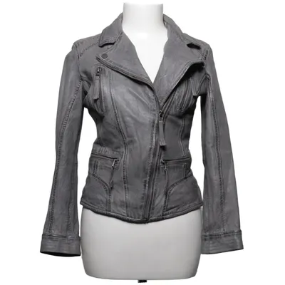 Bikerjakke (Grå) fra Oakwood Bomuld, Polyester, Læder