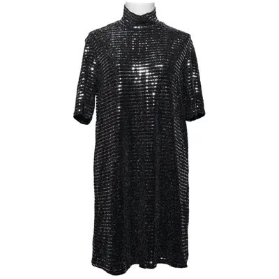 Jurk met col (Zwart, Zilver) van Oh My Love Elastaan, Metallvezel, Polyamide