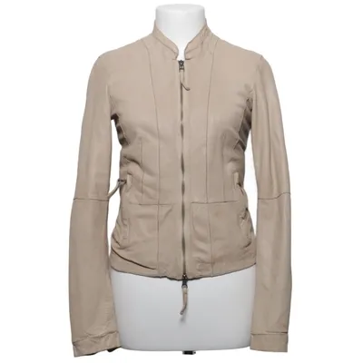 Leren jack (Beige) van Oakwood Katoen, Leer, Polyester