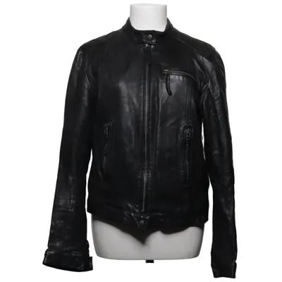 Leather jacket (Black) from Diesel Cotton, Leather, Polyester