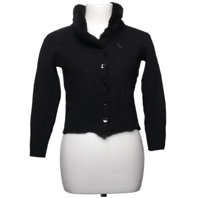 Cardigan (Zwart) van Chaloc Acryl, Imitatiebont, Merinowol, Polyamide