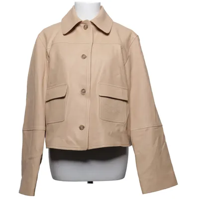 Läderjacka (Beige) från Malina Skinn, Viskos