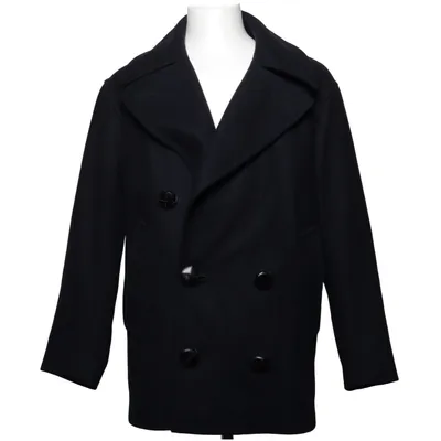Pea coat (Blue) from Sandro Acetate, Cashmere, Cotton, Polyamide, Polyester, Viscose, Wool