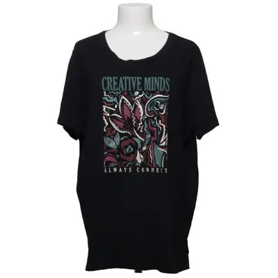 T-shirt (Zwart, Meerkleurig) van Ms Mode Katoen