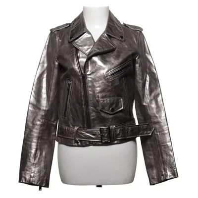 Biker jacket (Silver) from Zara Woman Polyester, Polyurethane