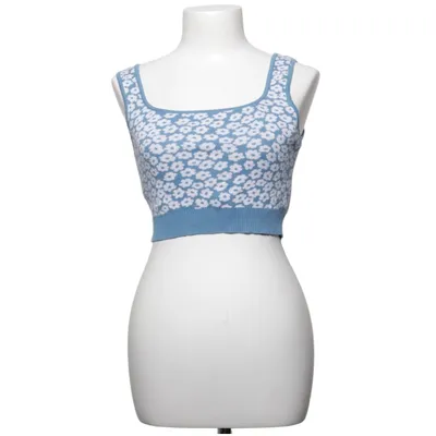 Crop top (Blå, Hvid) fra Glamorous Care Økologisk bomuld