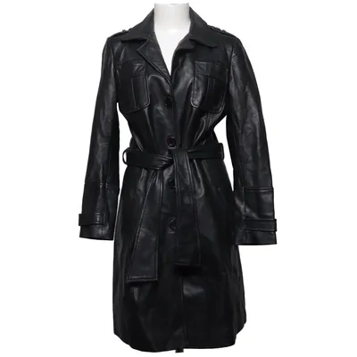 Leather coat (Black) from Cigno Nero Leather, Polyester