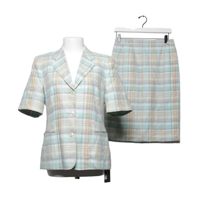 Skirt suit (Blue, Beige, Multicolored) Polyester, Viscose
