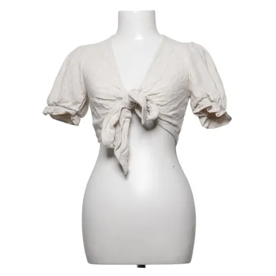Wrap blouse (Beige) from Elenza by L&L Linen, Polyester