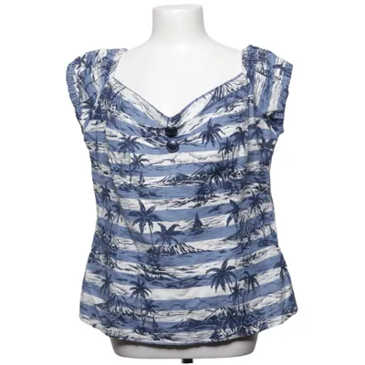 Top (Blue, White) from Collectif London Cotton, Linen