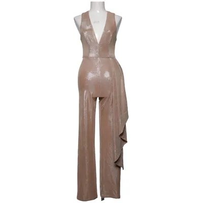 Jumpsuit (Beige) from Michael Costello x Revolve Elastane, Metallic fiber, Polyester