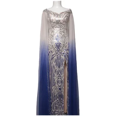 Aftenkjole (Blå, Beige, Sølv) fra Faeriesty Elastan, Polyester