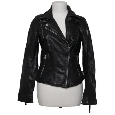 Bikerjacke (Schwarz) von Freaky Nation Baumwolle, Leder, Polyester