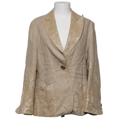Blazer (Beige, Guld) fra Kello Bomuld, Linned, Polyester, Viscose