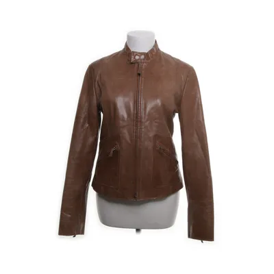 Läderjacka (Brun) från Massimo Dutti Woman Bomull, Skinn, Viskos