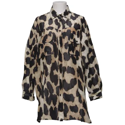 Shirt (Beige, Zwart) van Ganni Linnen, Zijde