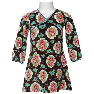 Jurk (Bruin, Meerkleurig) van Petit Louie Katoen, Polyester