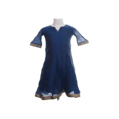 Klänning (Blå, Guldfärgad) från Fabindia Bomull, Silke, Polyester