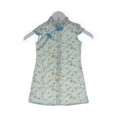 Cheongsam (Blauw, Meerkleurig)