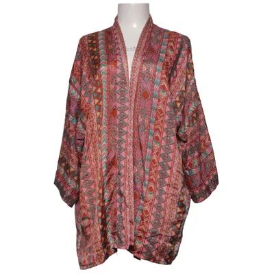 Kimono (Rouge, Multicolore) de S.N.Moda Soie, Viscose