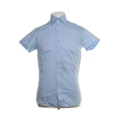 Korte mouwen shirt (Blauw) van Dressmann Katoen, Elastaan