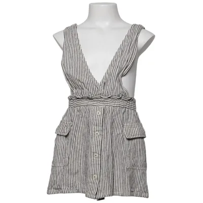 Latzkleid (Beige, Schwarz) von Zara Leinen, Viskose