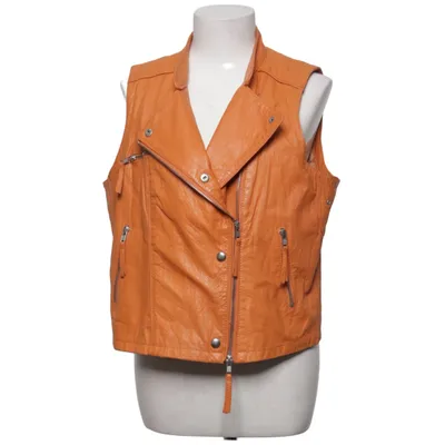 Biker gilet (Oranje) van Laura by Piro Katoen, Leer