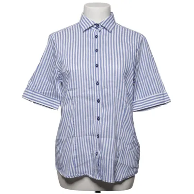 Short sleeve shirt (Blue, White) from Eterna Cotton, Linen, Polyester