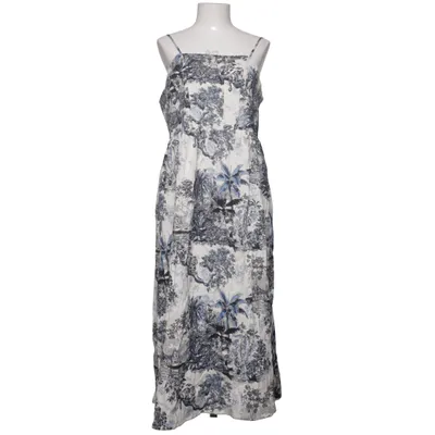 Dress (White, Blue) from H&M Linen, Viscose, Cotton