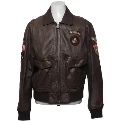 Leren jack (Grijs) van Petroff Acryl, Leer, Polyester