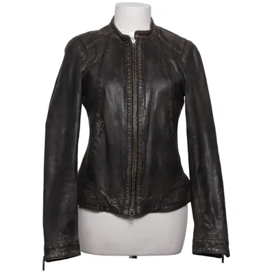 Leather jacket (Gray) from Molltan Cotton, Leather, Polyester