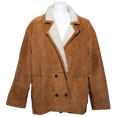 Shearling Jacke (Braun, Weiß) von Dinoz Acryl, Leder