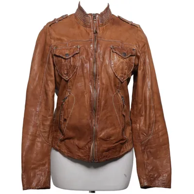 Läderjacka (Brun) från Mauritius Skinn, Polyester