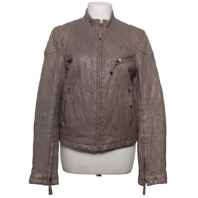 Læderjakke (Beige) fra MDK Bomuld, Læder, Polyester