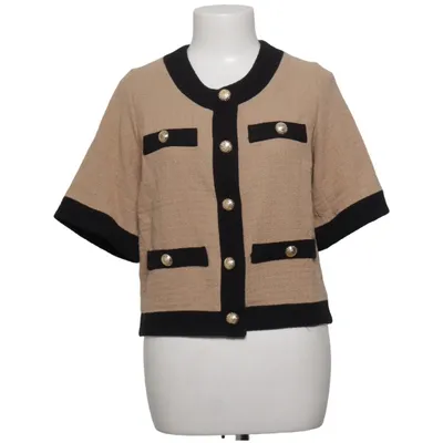 Cardigan (Beige, Black) from Veronica Virta Acrylic, Cotton, Polyester