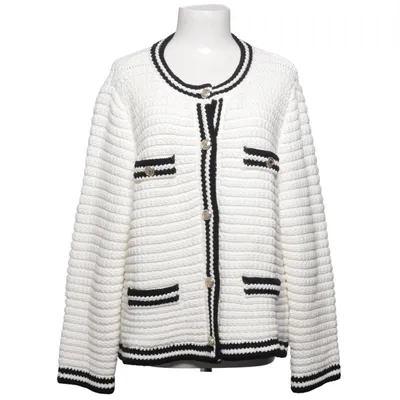 Strickjacke (Weiß, Schwarz) von H&M Modern Classic Baumwolle, Polyamid
