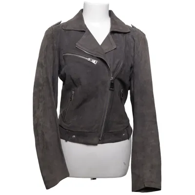 Veste de motard (Gris) de Vent couvert Cuir
