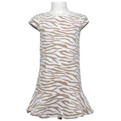 Dress (Beige, White) from Gymboree Cotton, Elastane, Polyester
