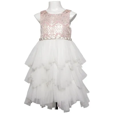 Flower girl dress (White, Pink, Gold) from Couture Princess Polyester