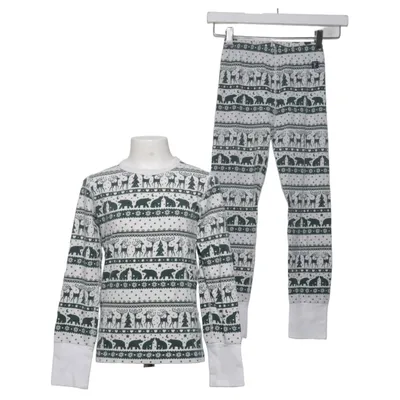 Pyjama (Weiß, Grün) von Polarn O. Pyret Elasthan, Bio-Baumwolle