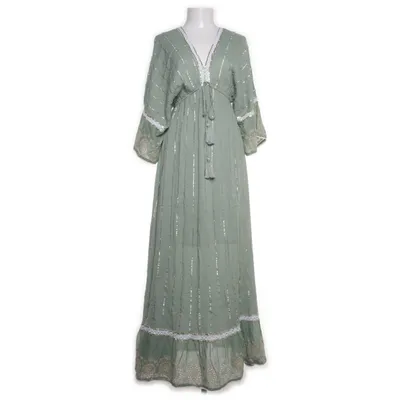 Långklänning (Grön, Guldfärgad, Vit) från Gemini Viskos