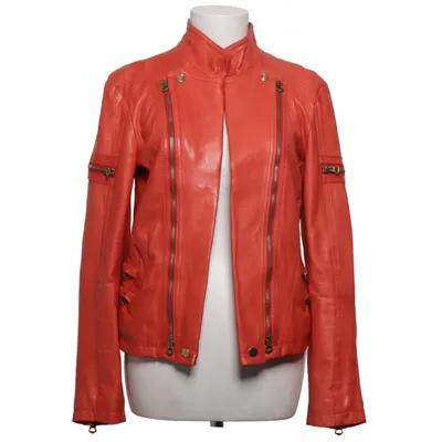 Veste en cuir (Rouge) de Lutian Coton, Cuir, Polyester