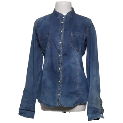 Denim blouse (Blauw, Wit) van Re-Dress Katoen, Elastaan, Polyester