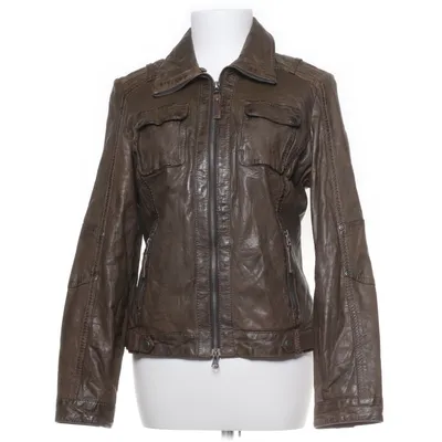 Leren jack (Bruin) van Gipsy Acryl, Katoen, Elastaan, Leer, Polyester