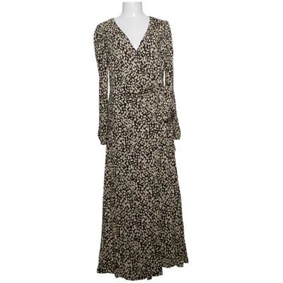 Slå-om-kjole (Sort, Beige) fra Indiska Elastan, Viscose