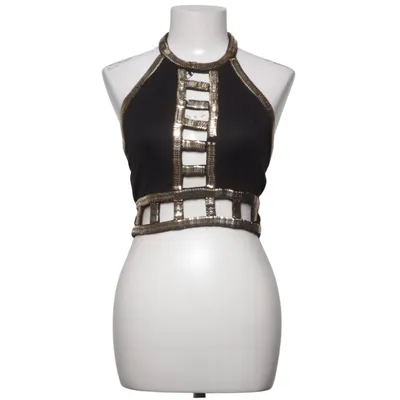 Halter neck top (Black, Gold) from Club L Polyester